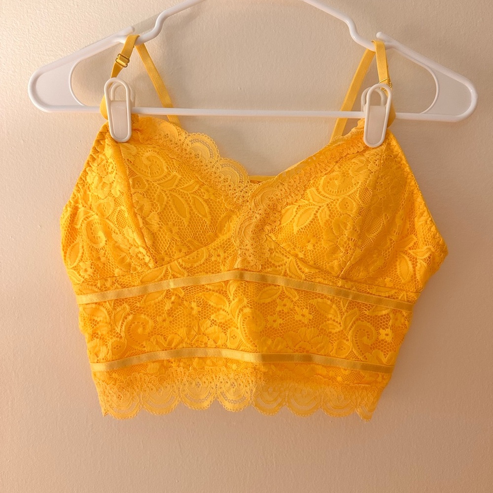 Yellow Lace Bralette Crop Top
